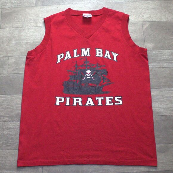 VTG Palm Bay Pirates Marching Band Sleeveless Muscle T-Shirt Men's L Double Side - Picture 2 of 4